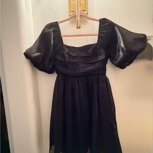 Entro Black Puff Sleeve Mini Dress